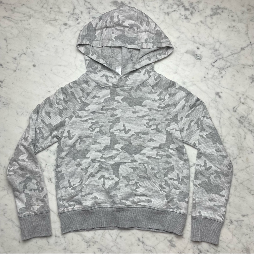 90 Degree By Reflex Light Grey Camoflauge Print Long Sleeve Hoodie Sweatshirt